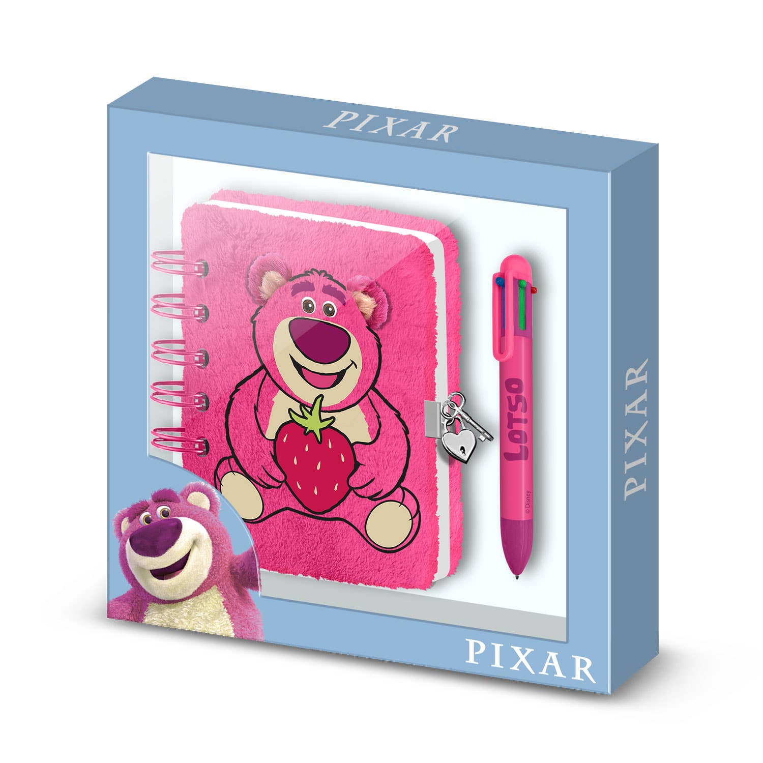 Coffret Journal + Stylo 6 Couleurs Disney « Ours Lotso Strawberry » – Rose