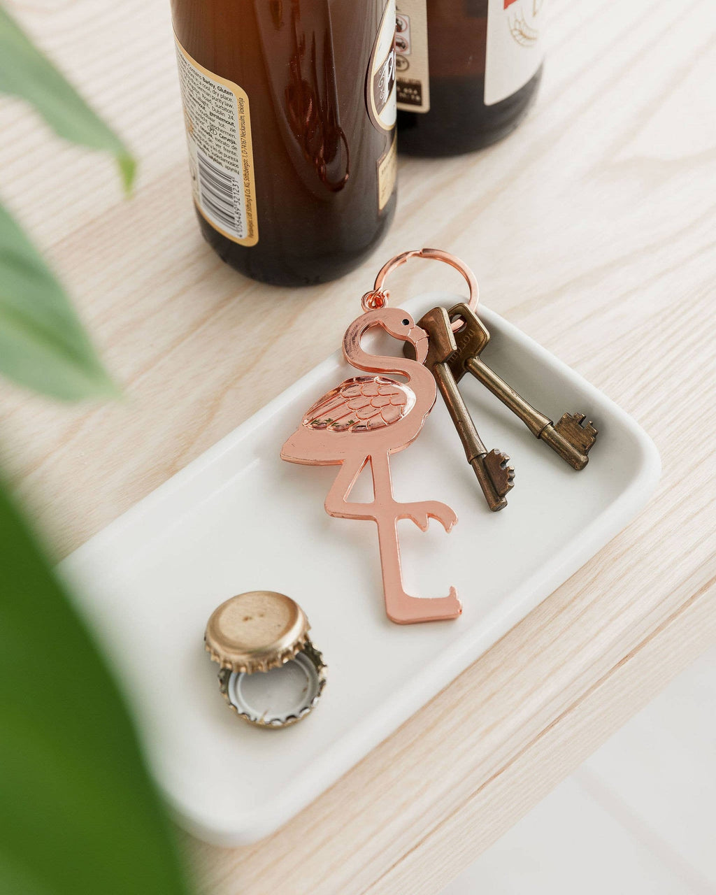 Porte-clés décapsuleur Flamant rose
