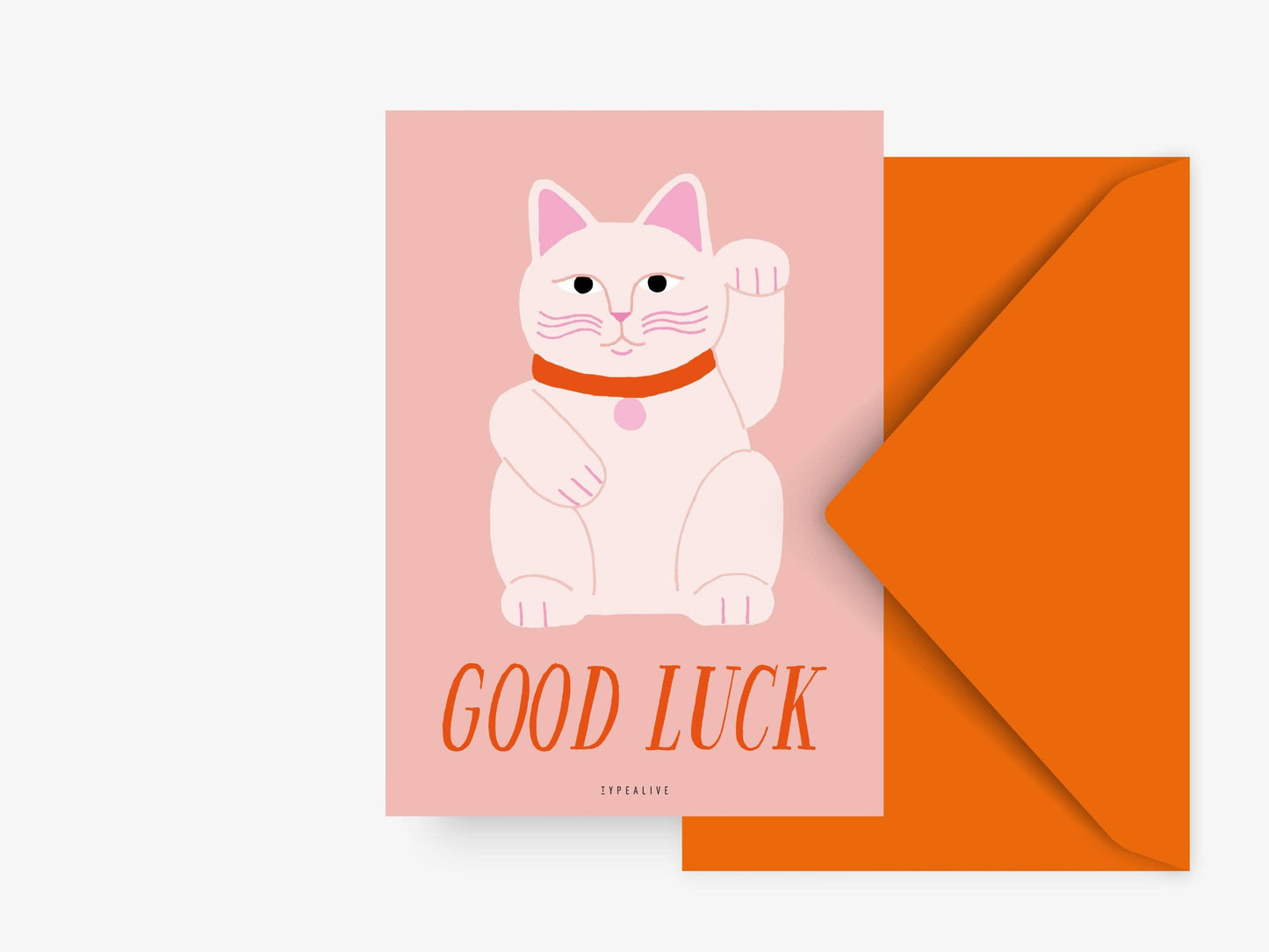 Carte de vœux - Chat Chanceux "Good Luck"