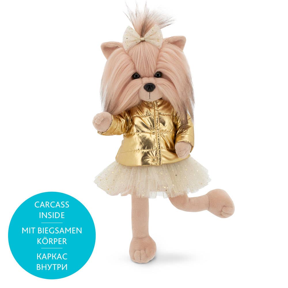 Poupée chien Lucky Yoyo : Veste Dorée-38cm