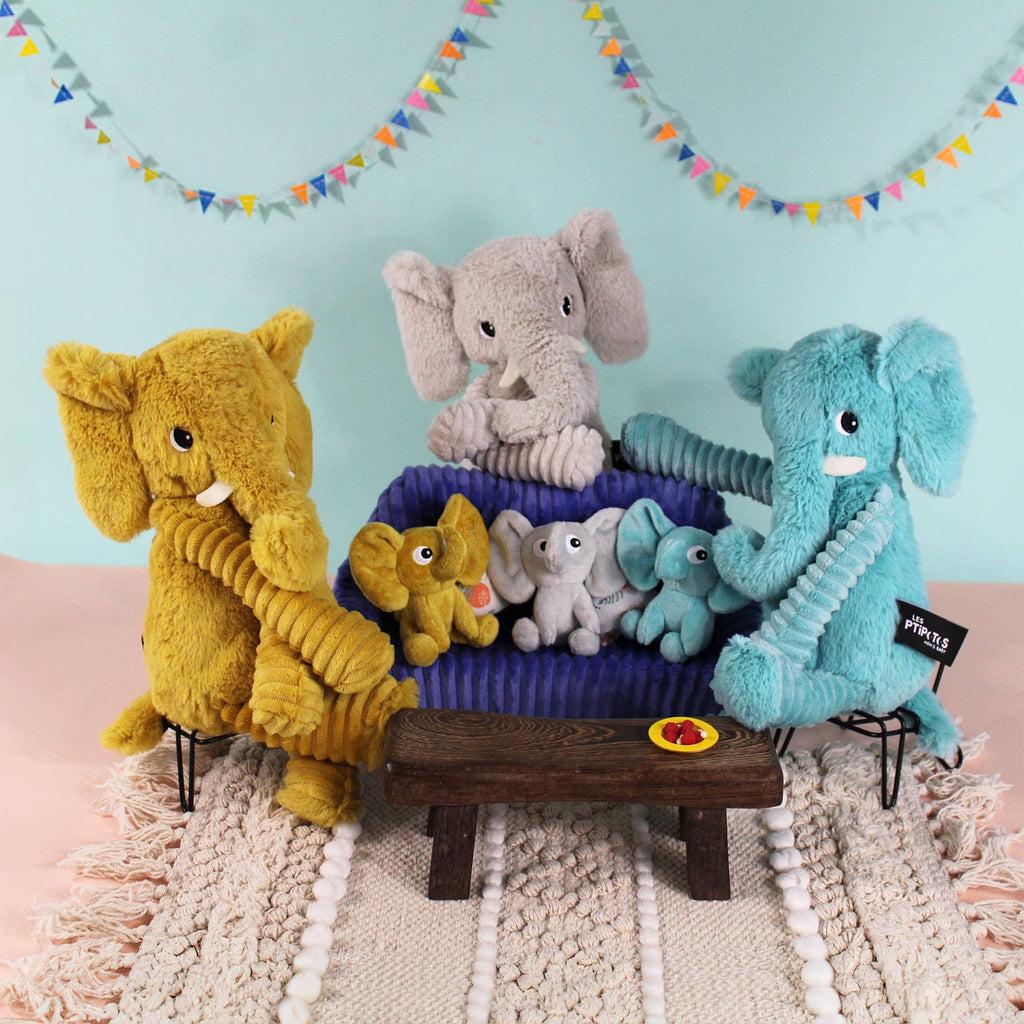 Peluche éléphant Dimoitou maman et son bébé gris clair – Les Ptipotos