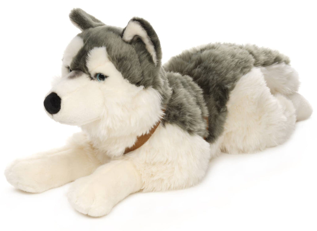 Peluche Husky, couché (avec harnais) Uni Toys