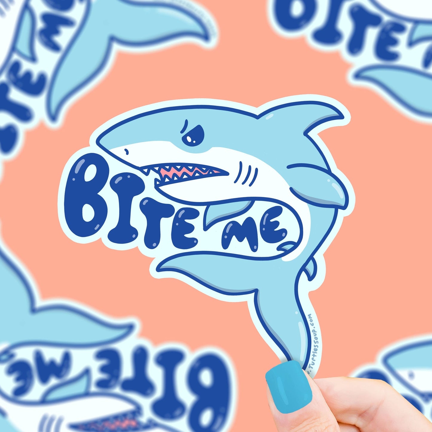 Autocollant en vinyle découpé Bite Me Shark pour voiture