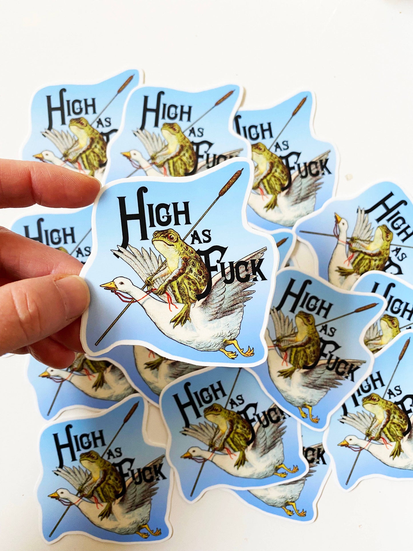 "High as Fuck" Frosch mit Gans Sticker