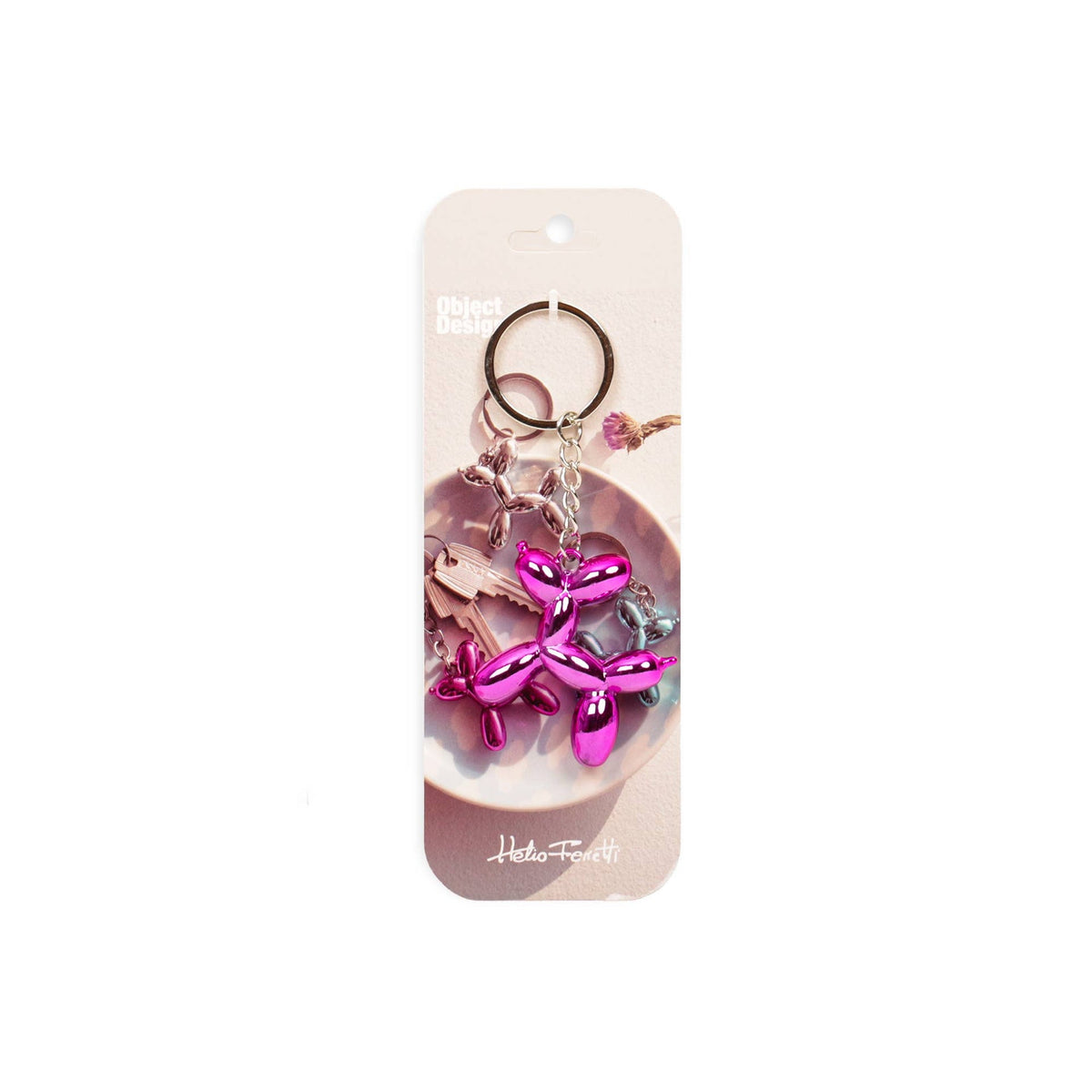 Porte Clés Chiot Métallique Rose Helio Ferretti Vue 1