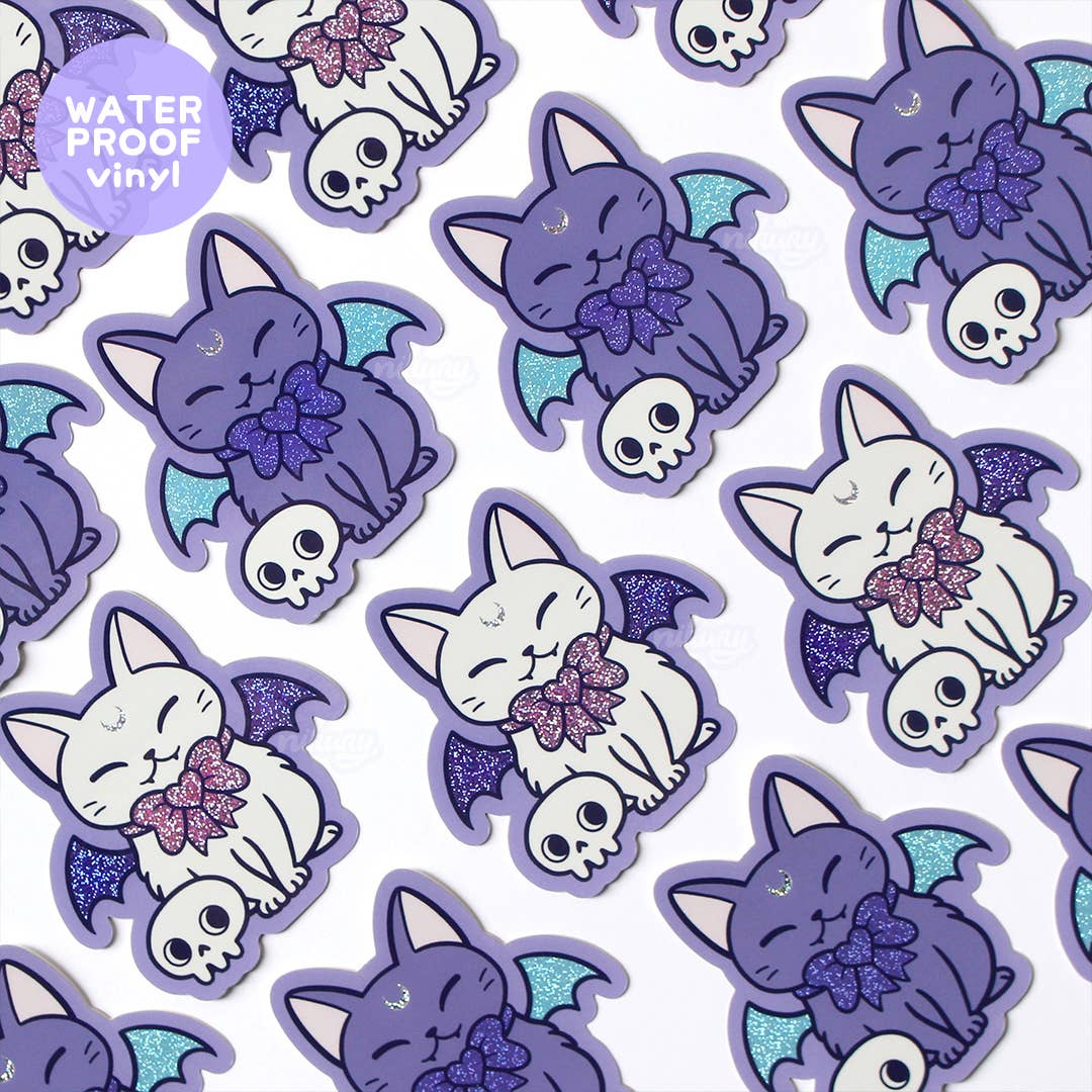 autocollants glitter chat chauve souris meowgical nikury 82285388