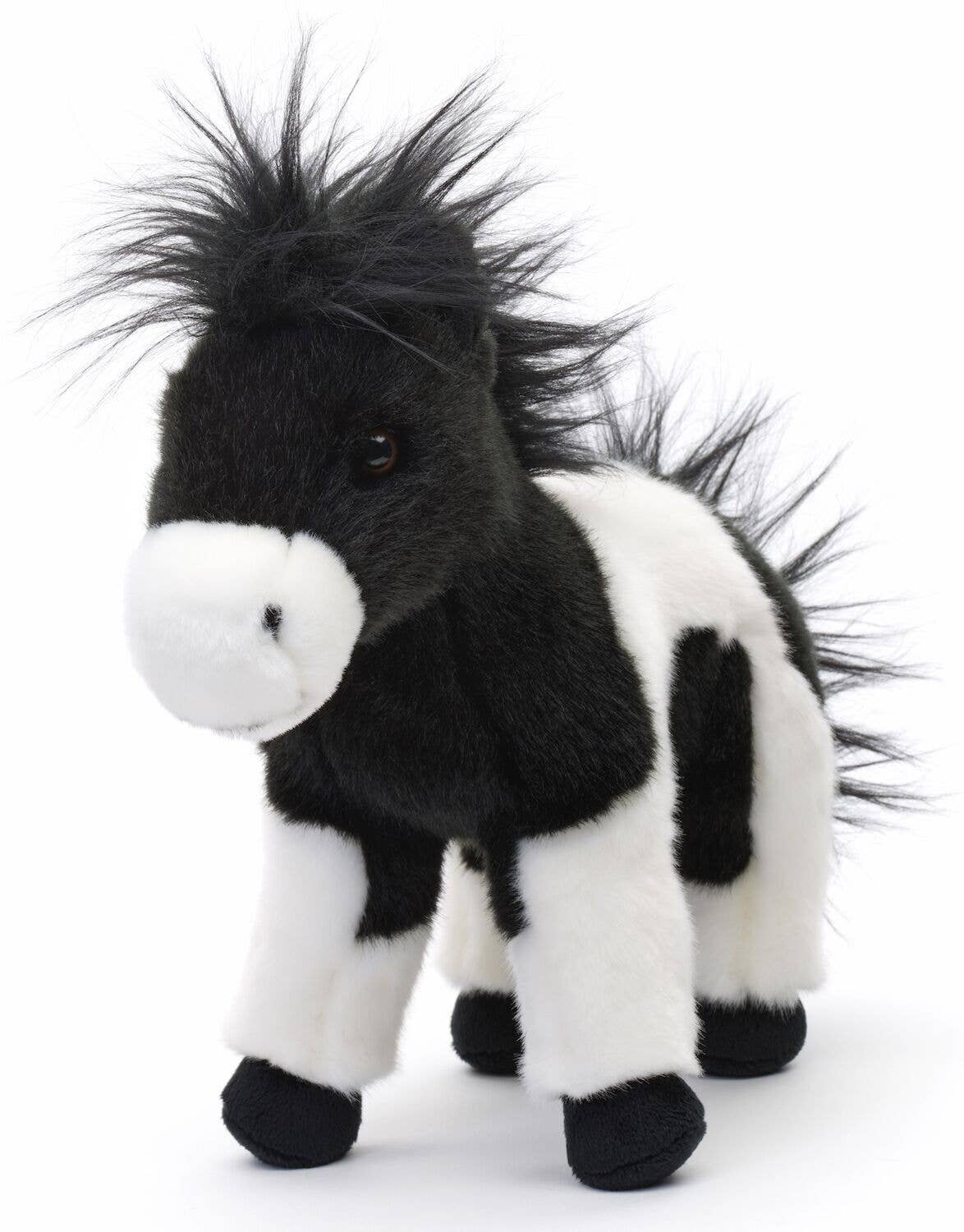 Peluche cheval noir et blanc debout Uni Toys