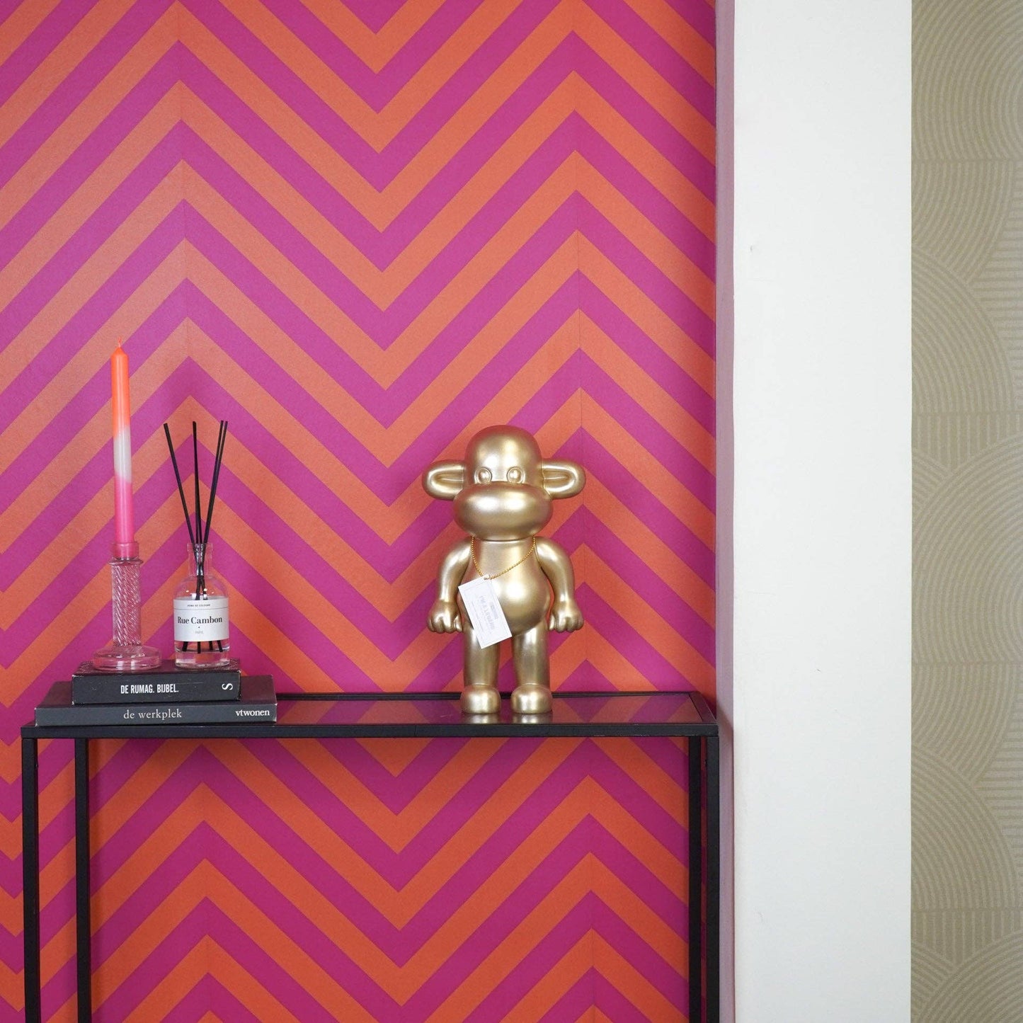 Ornement - Figurine Singe 'La Légende' - Résine - Or - 20,5x13,5x35cm