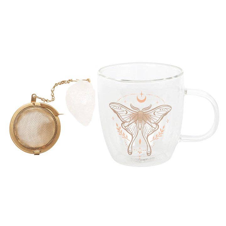 Mug en Verre Double Paroi Luna Moth + Infuseur Quartz