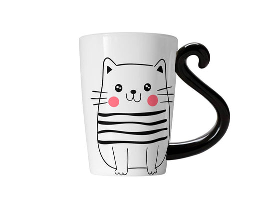 Tasse weiße Katze