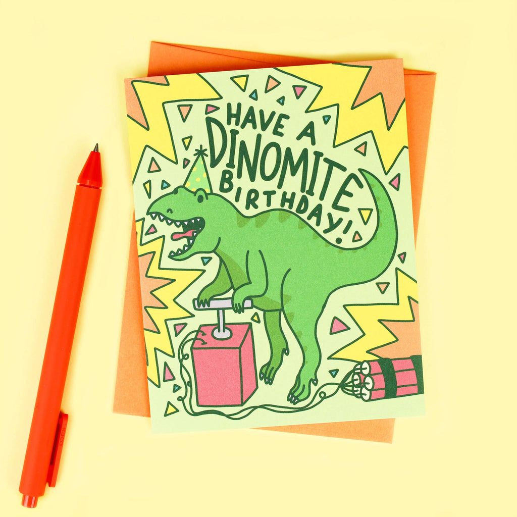 Carte d'Anniversaire Dinosaure T-Rex “Have a Dinomite Birthday”