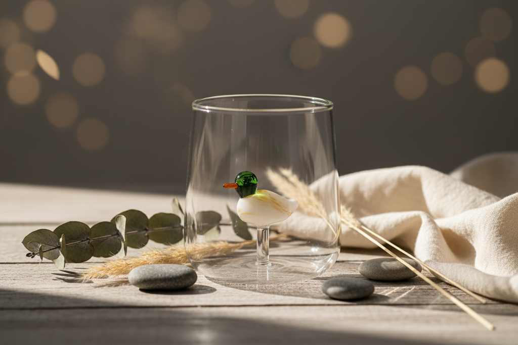 Verre avec Canard Colvert 3D
