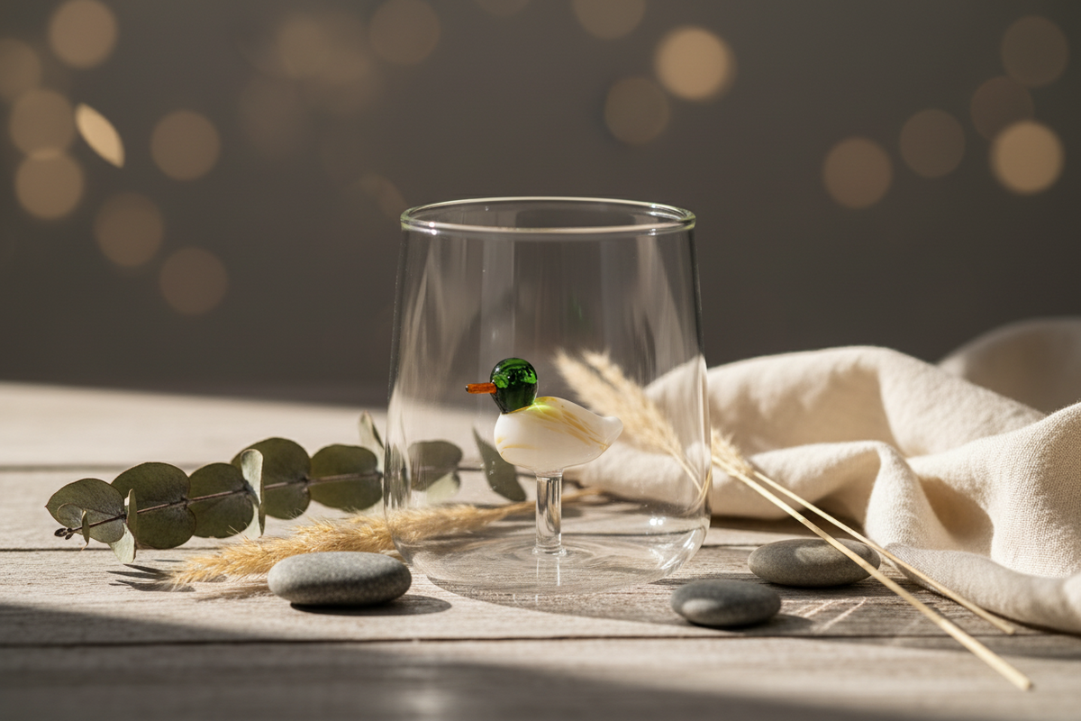 Verre avec Canard Colvert 3D