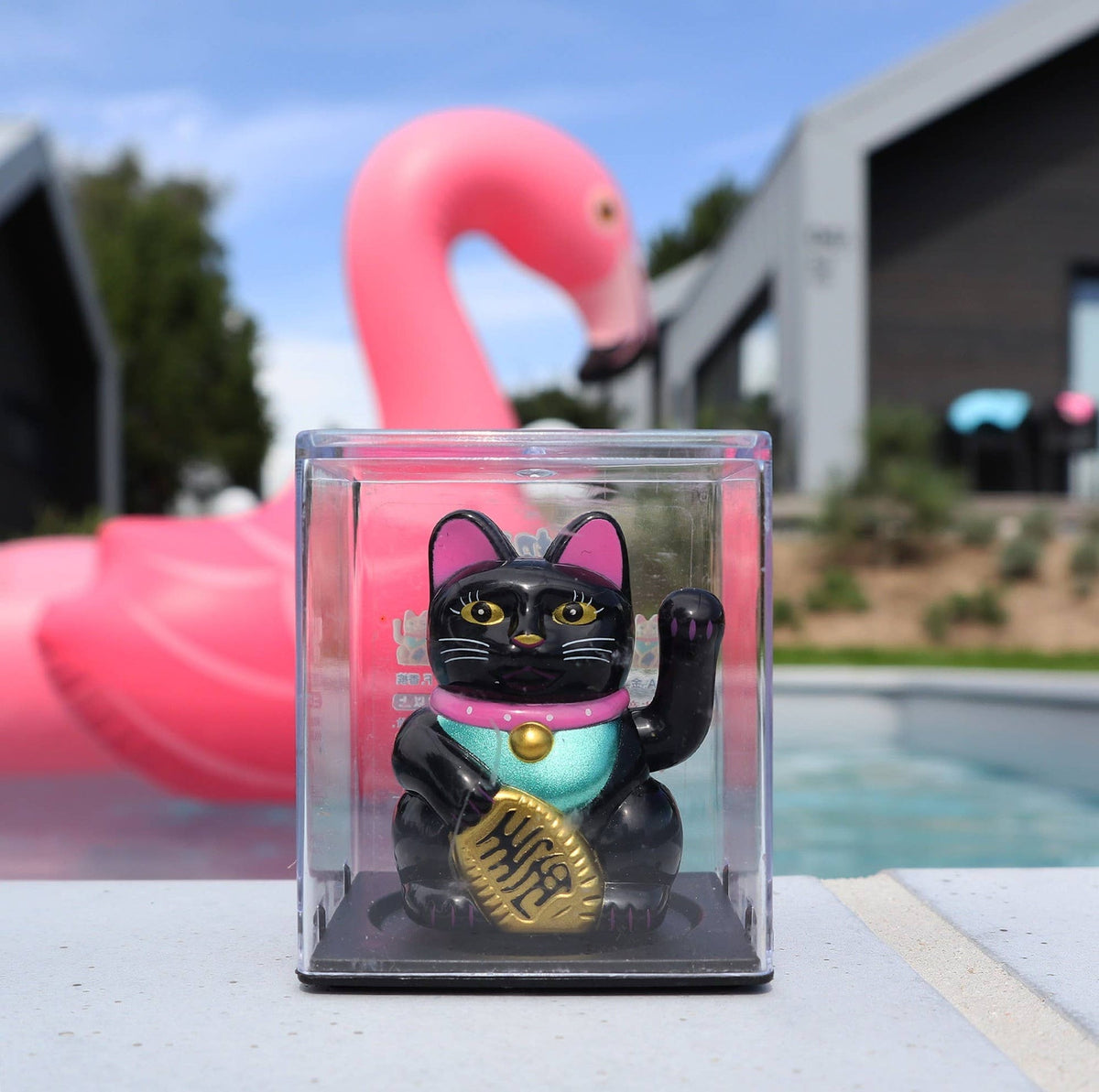 Mini Chat chanceux solaire noir 5cm