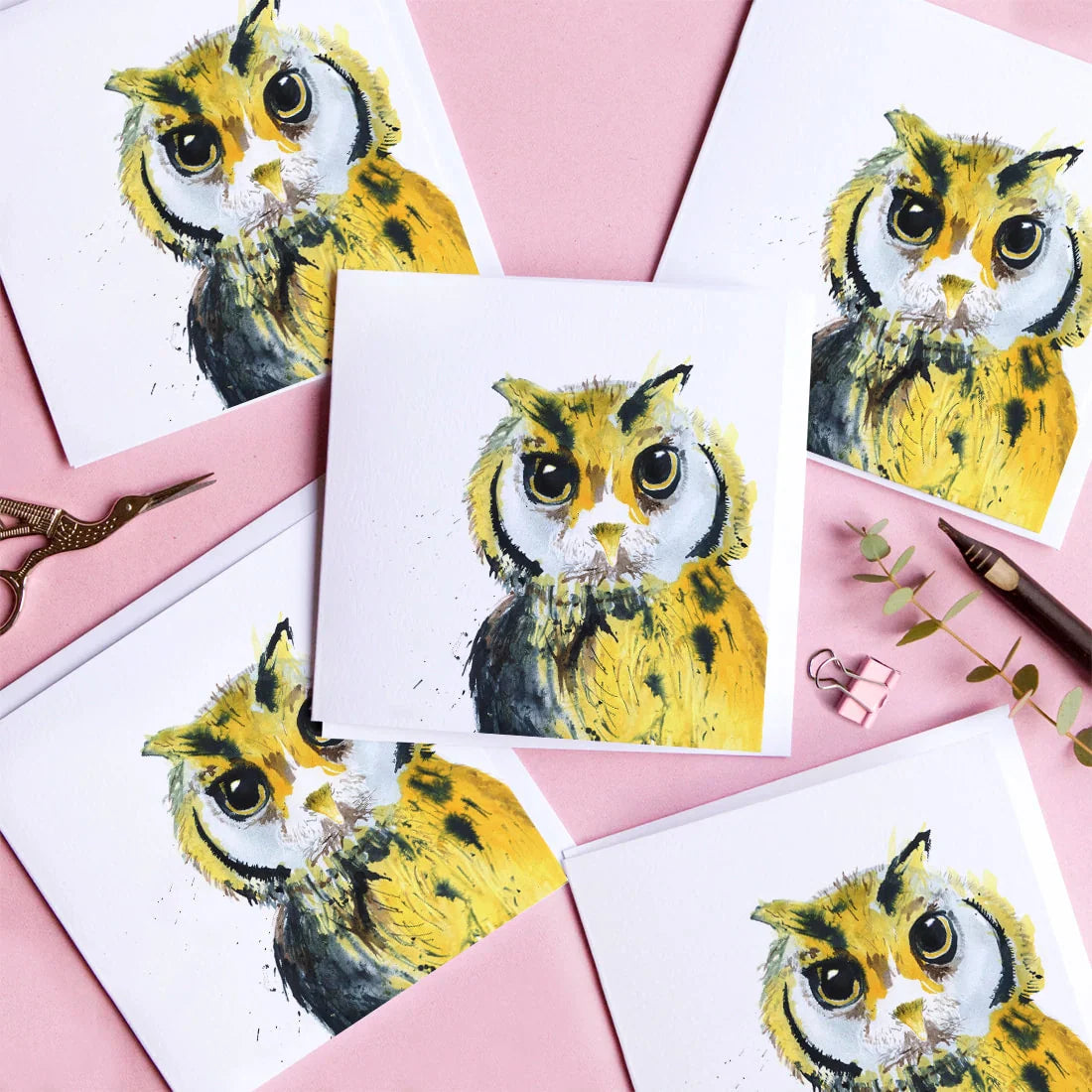 carte de voeux aquarelle hibou kate moby 