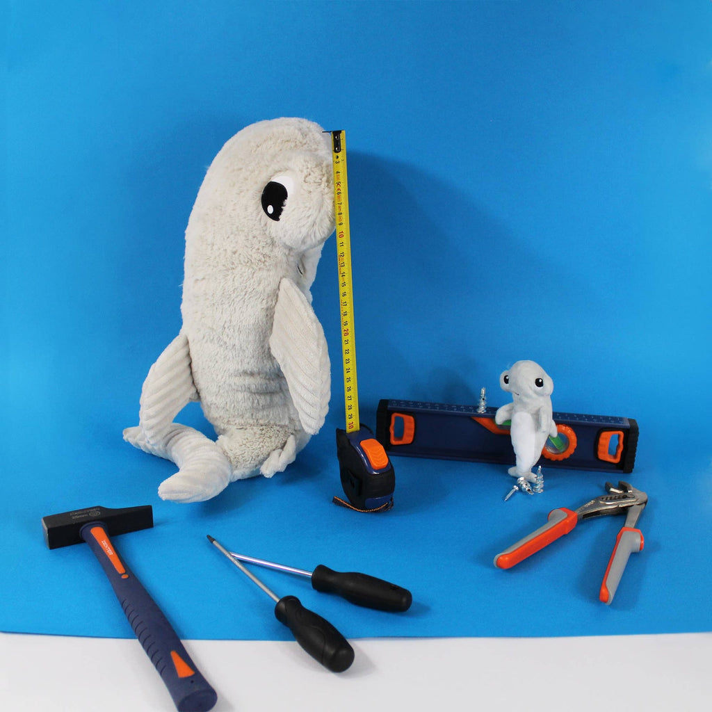 Peluche requin marteau Clou maman et son bébé gris clair – Les Ptipotos