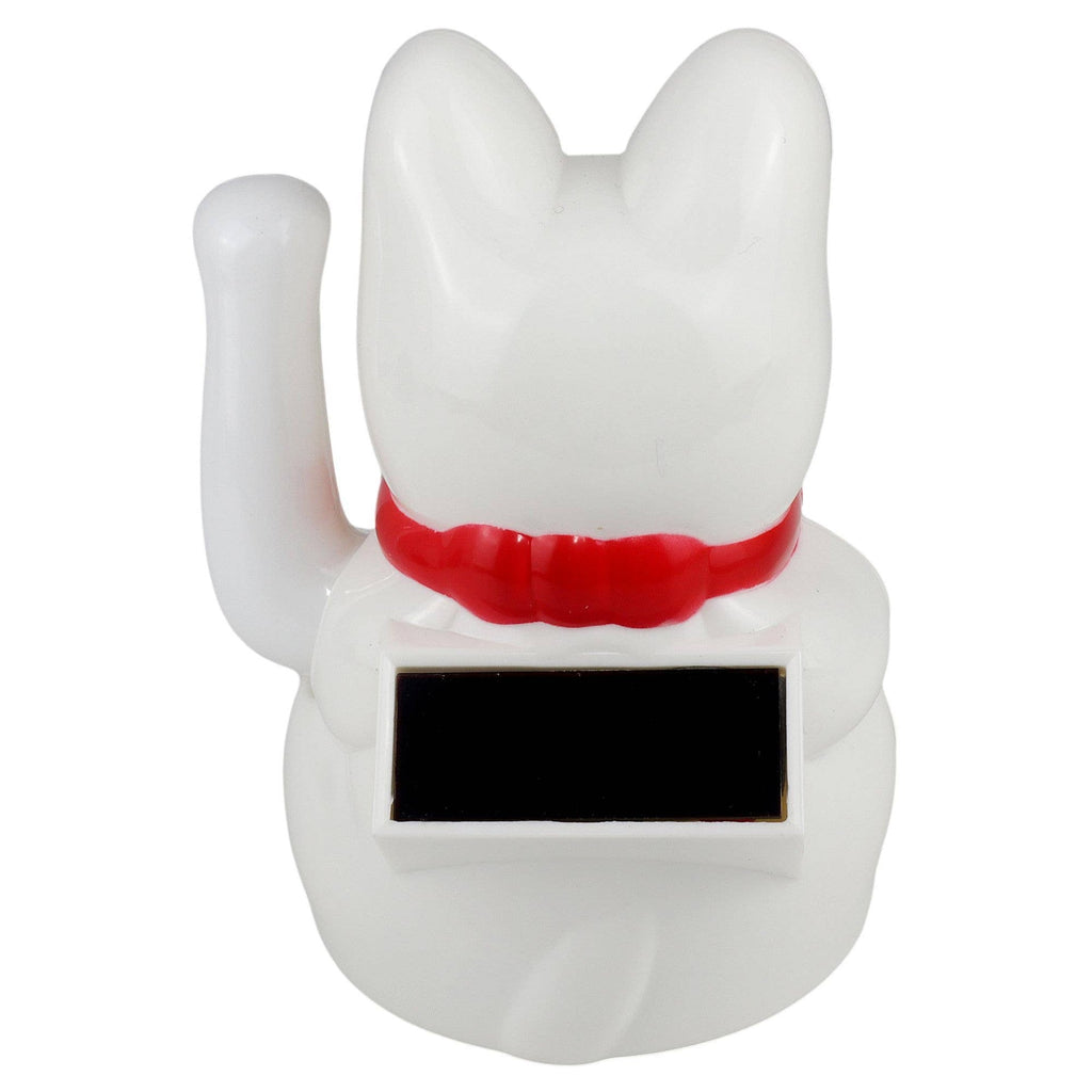 Chat Chanceux Solaire Blanc 10,5 cm