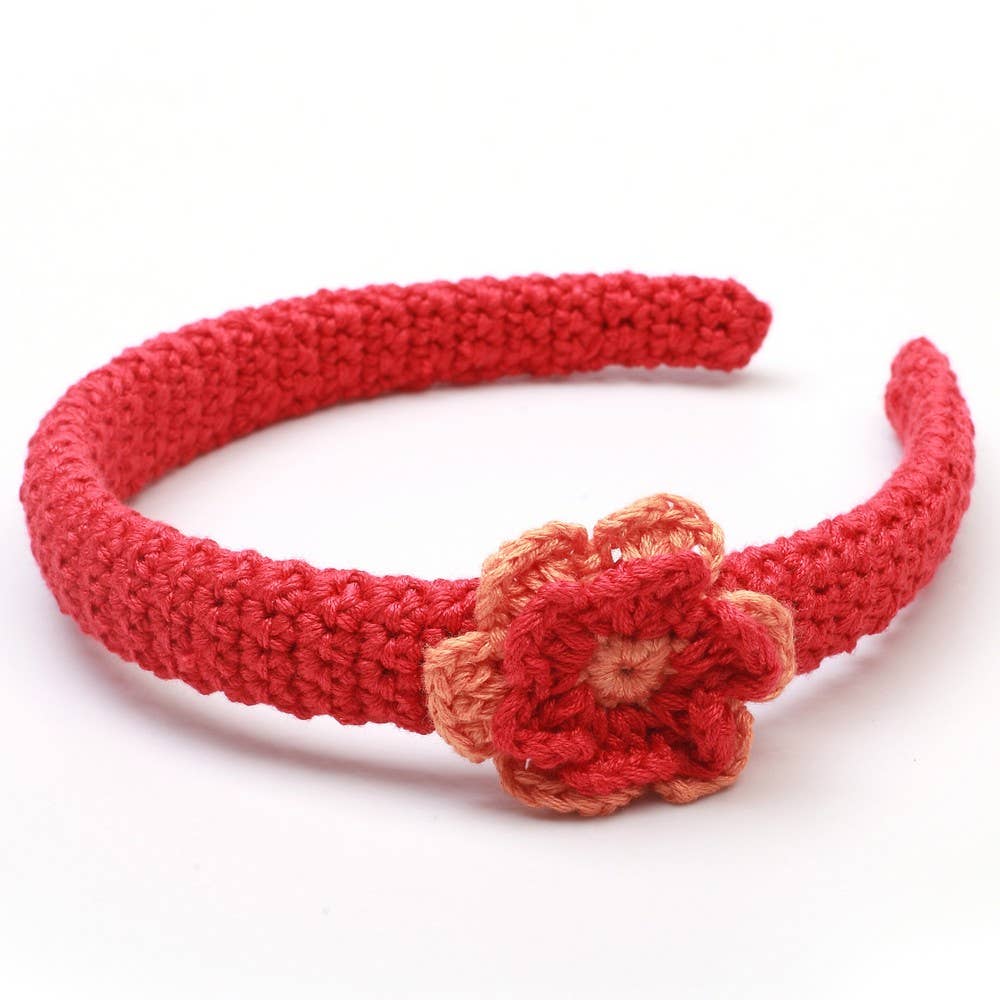 Serre-tête avec fleur - Rouge