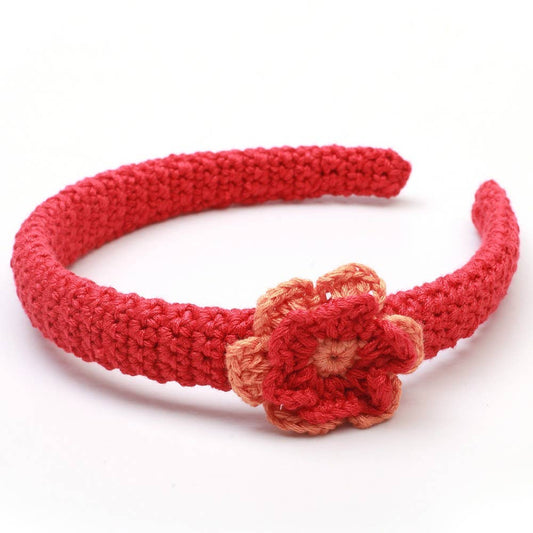 Serre-tête avec fleur - Rouge