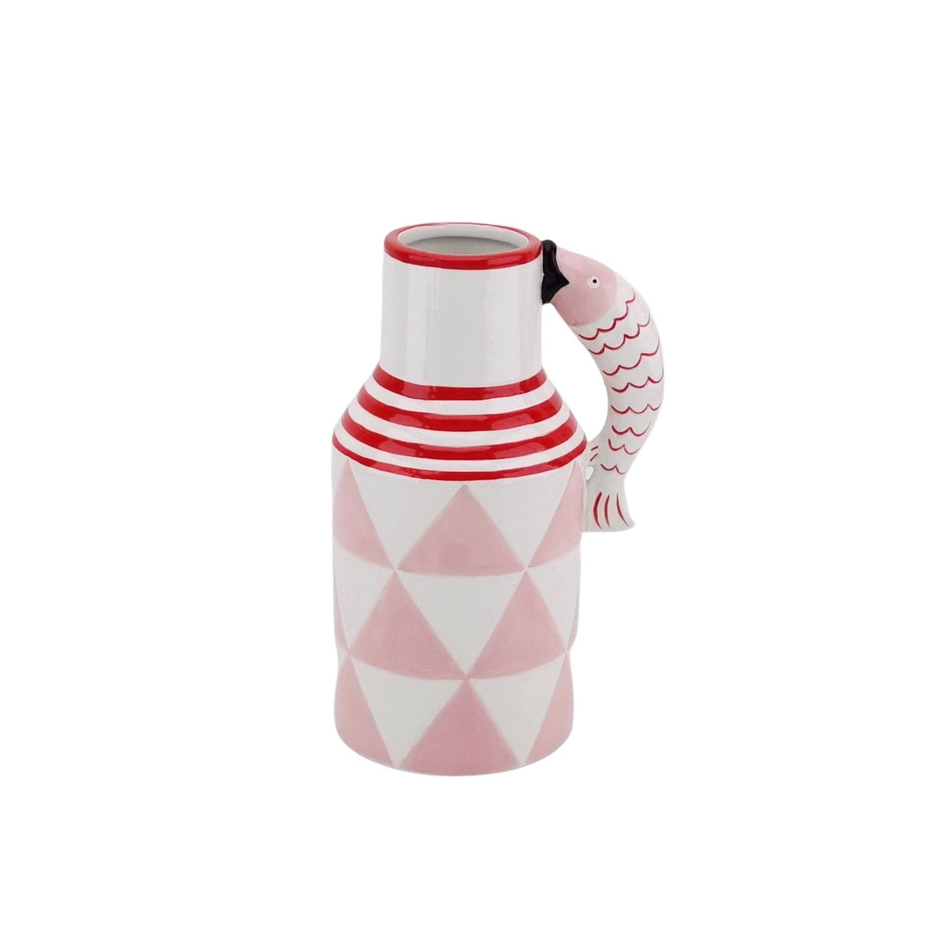 Fischvase/Karaffe – Rosa/Weiß/Rot – 14 x 11 x 21,5 cm