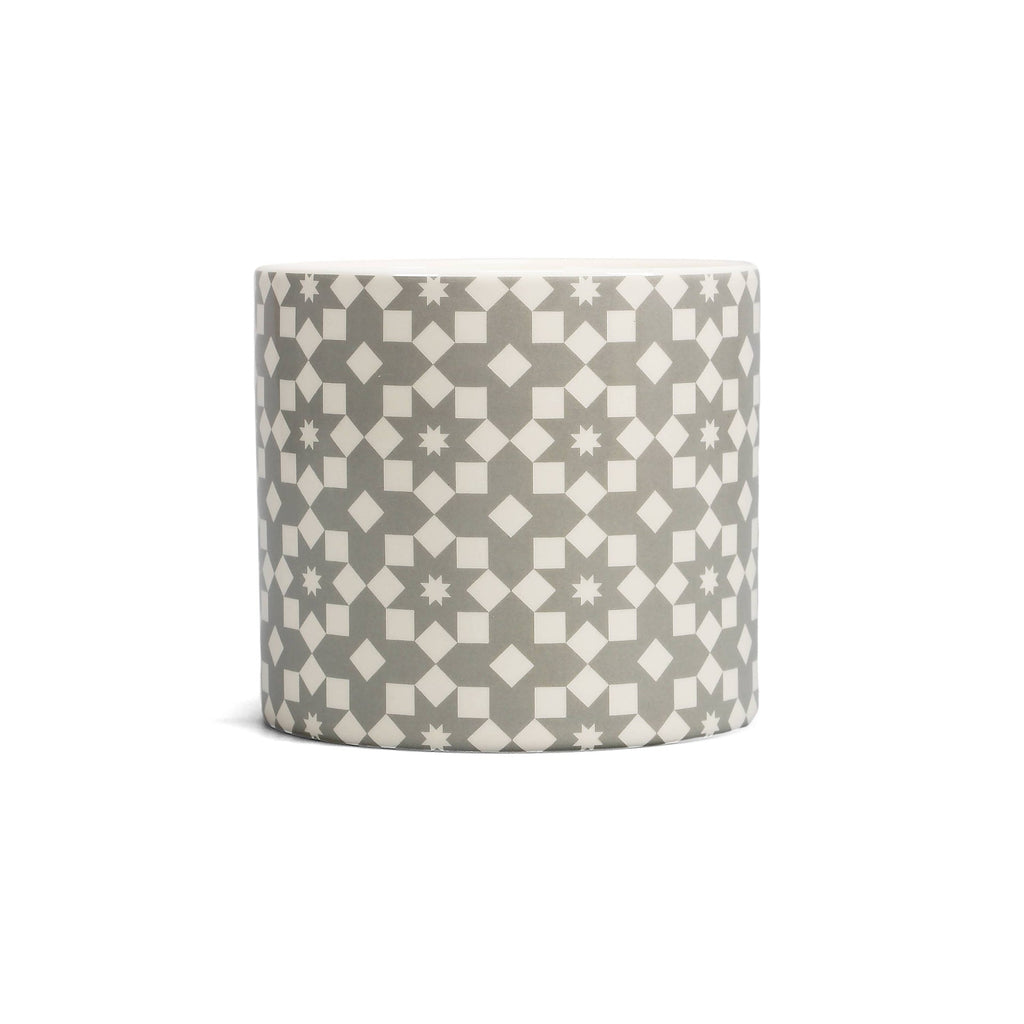 Pot de fleurs Carreaux - fleurs grises