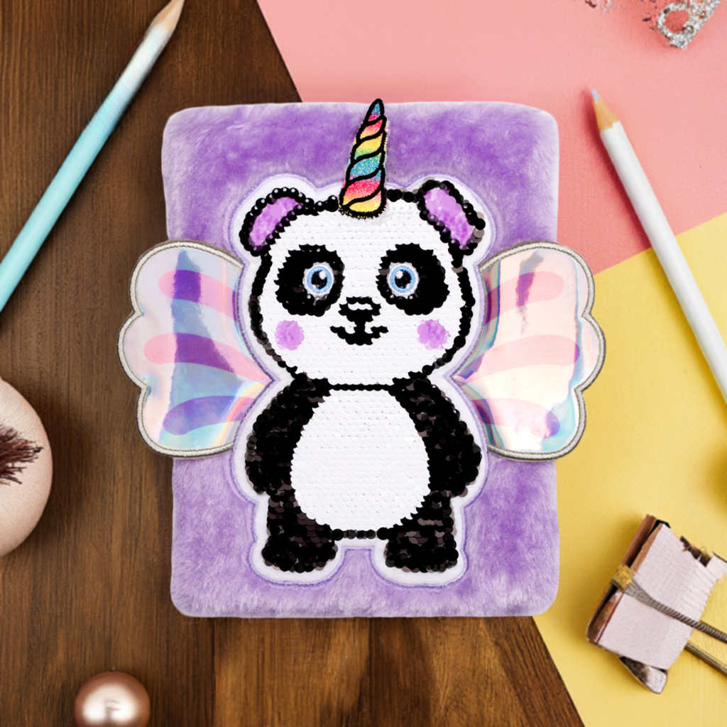 Carnet en peluche – 3D – Pandacorn en peluche