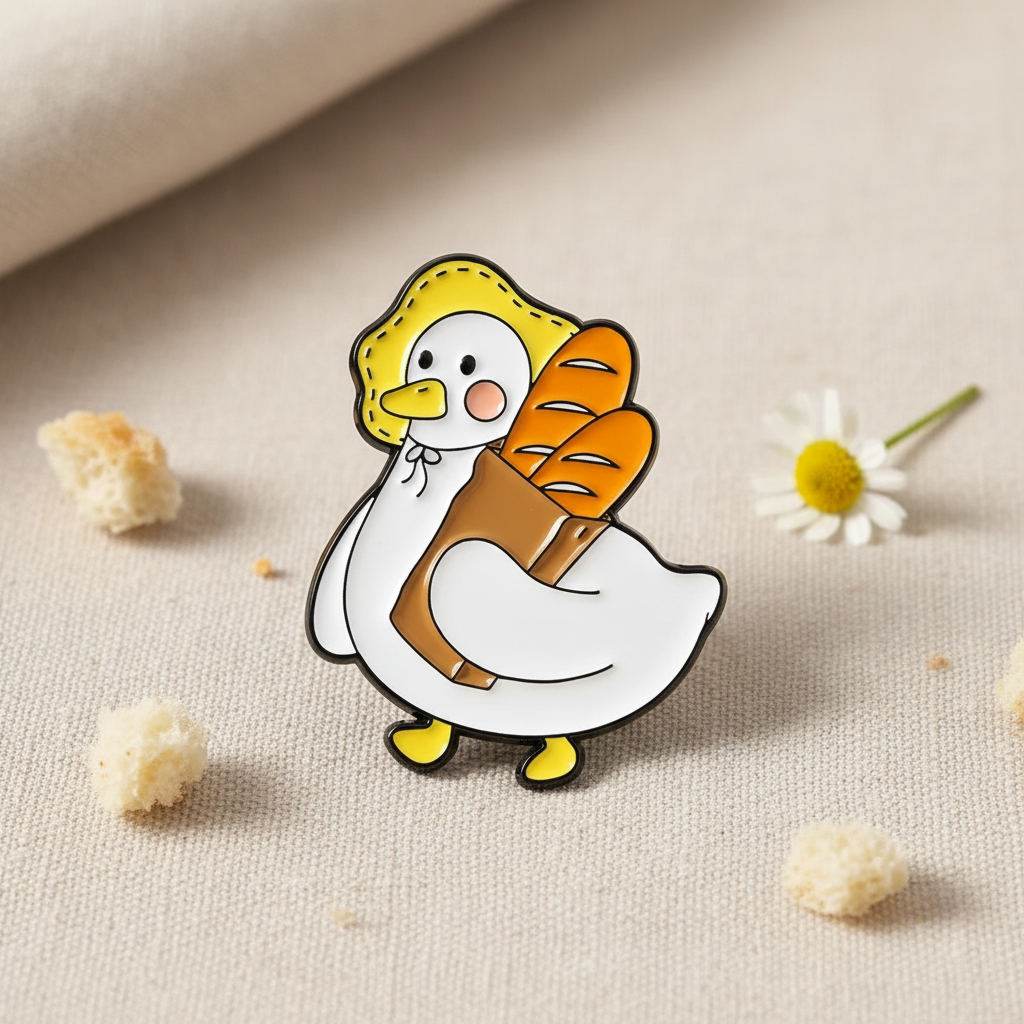 Weiße Enten-Pins auf Brotstangen
