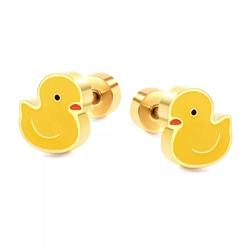 Boucles d'Oreilles Canard Jaune Canard de Bain CoinCaillerie