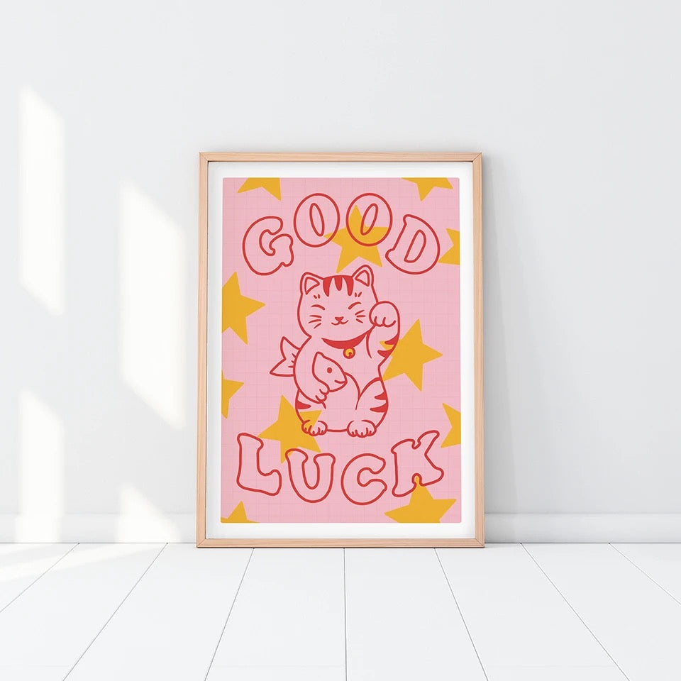 Artprint Chat Chanceux Good Luck - le Chat Chanceux