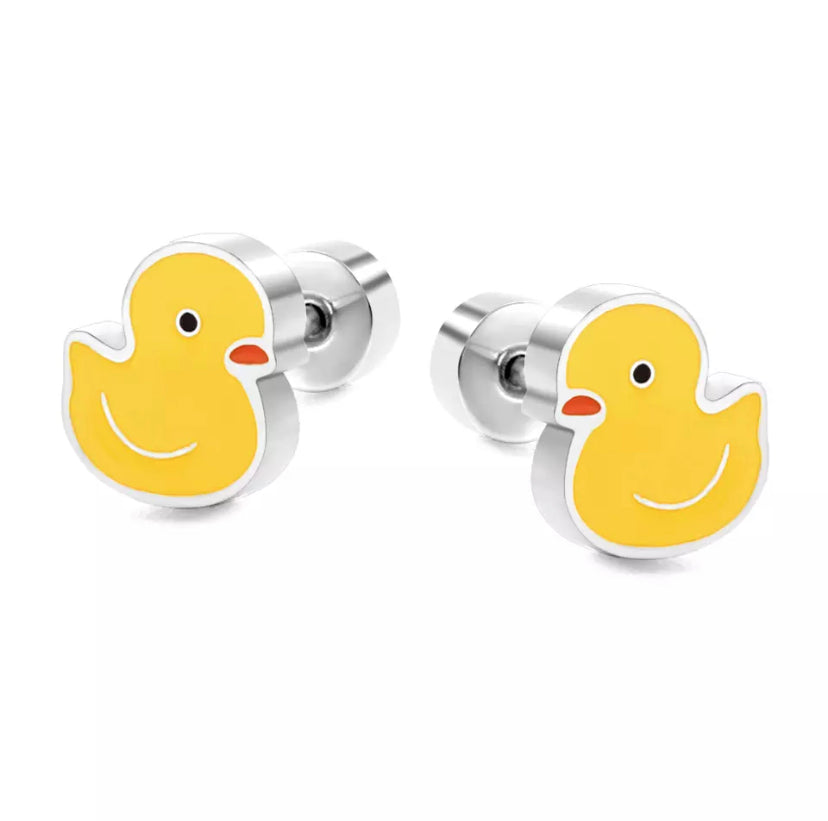 Boucles d'Oreilles Canard Jaune Canard de Bain CoinCaillerie