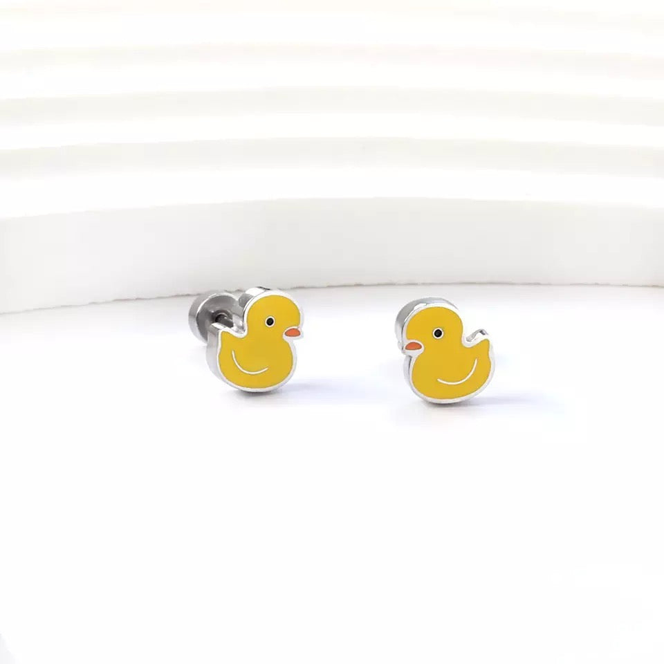 Boucles d'Oreilles Canard Jaune Canard de Bain CoinCaillerie