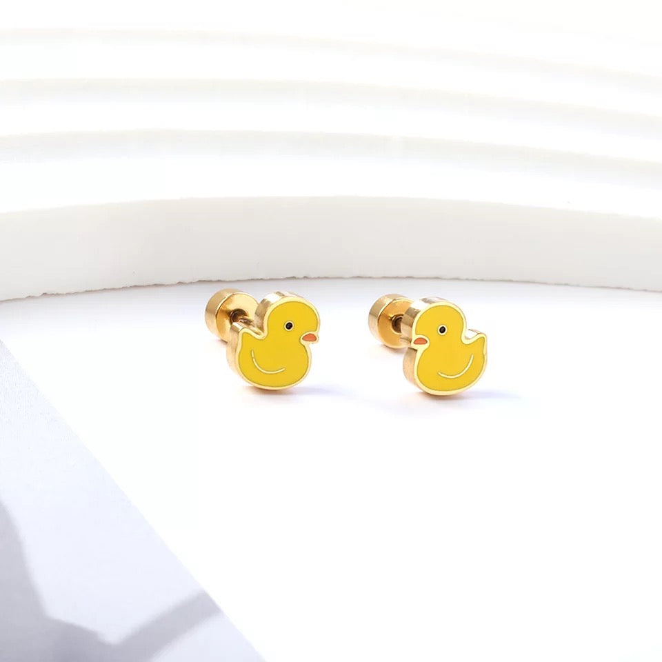 Boucles d'Oreilles Canard Jaune Canard de Bain CoinCaillerie