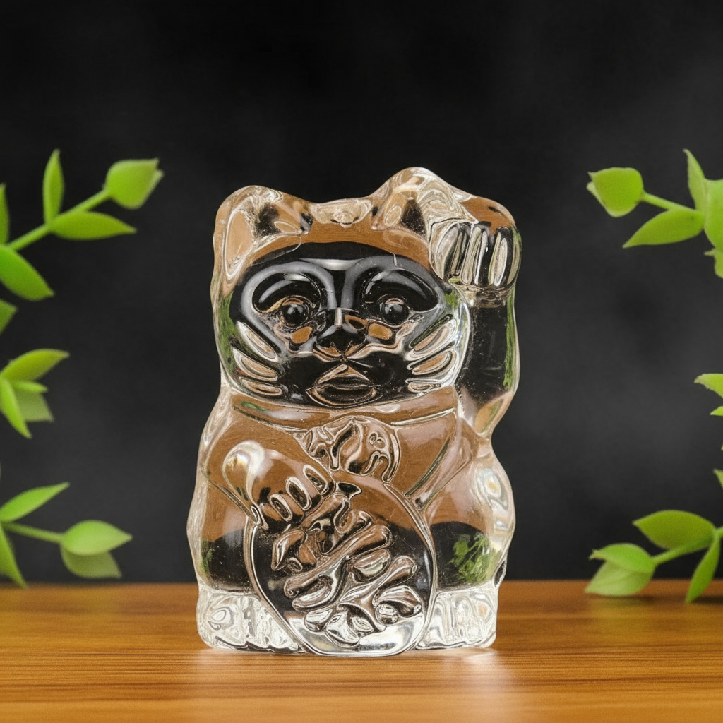 Biela soška šťastlivej mačky