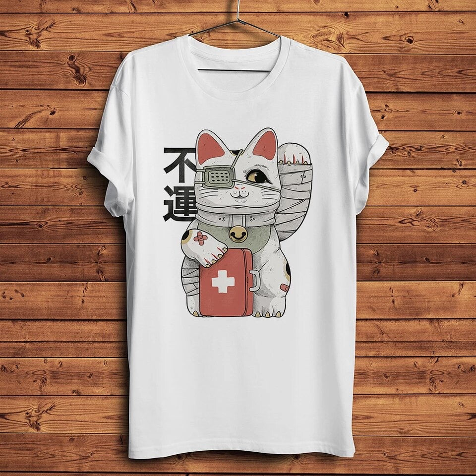 t shirt chat malchanceux blanc lcc 56431692