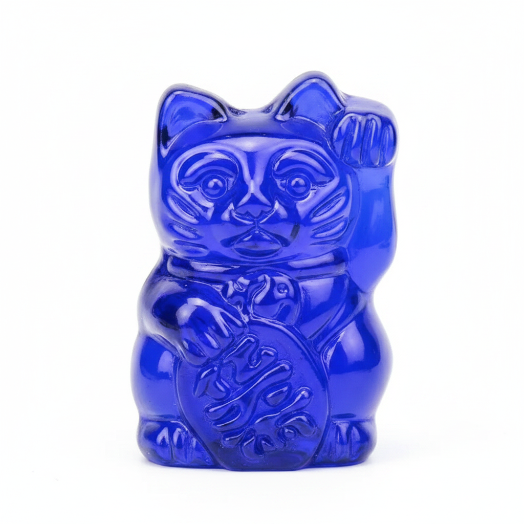 蓝色招财猫雕像