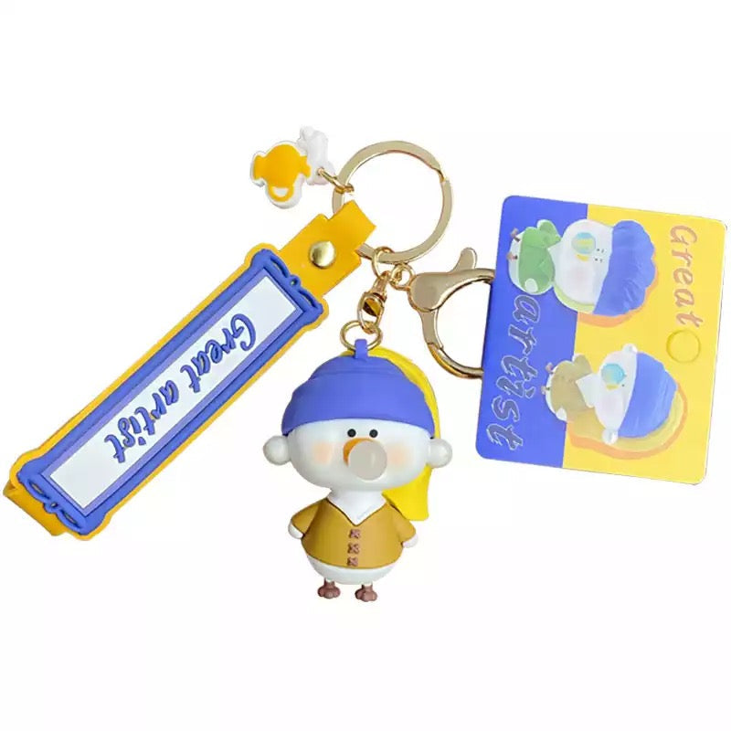 porte cles canard la jeune fille a la perle 