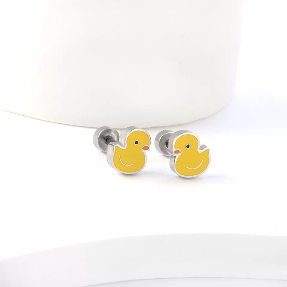 Boucles d'Oreilles Canard Jaune Canard de Bain CoinCaillerie