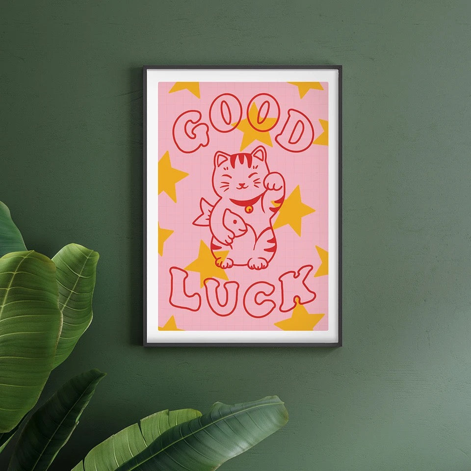 Artprint Chat Chanceux Good Luck - le Chat Chanceux