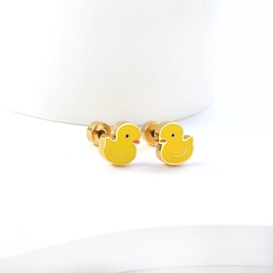 Boucles d'Oreilles Canard Jaune Canard de Bain CoinCaillerie