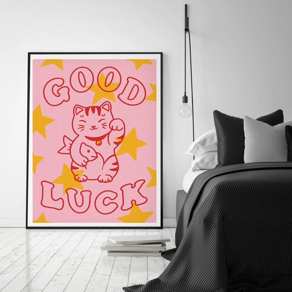 Artprint Chat Chanceux Good Luck - le Chat Chanceux