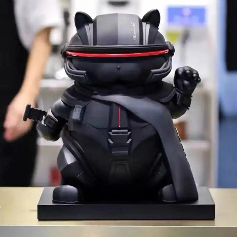 statuette cyber chat chanceux noir 