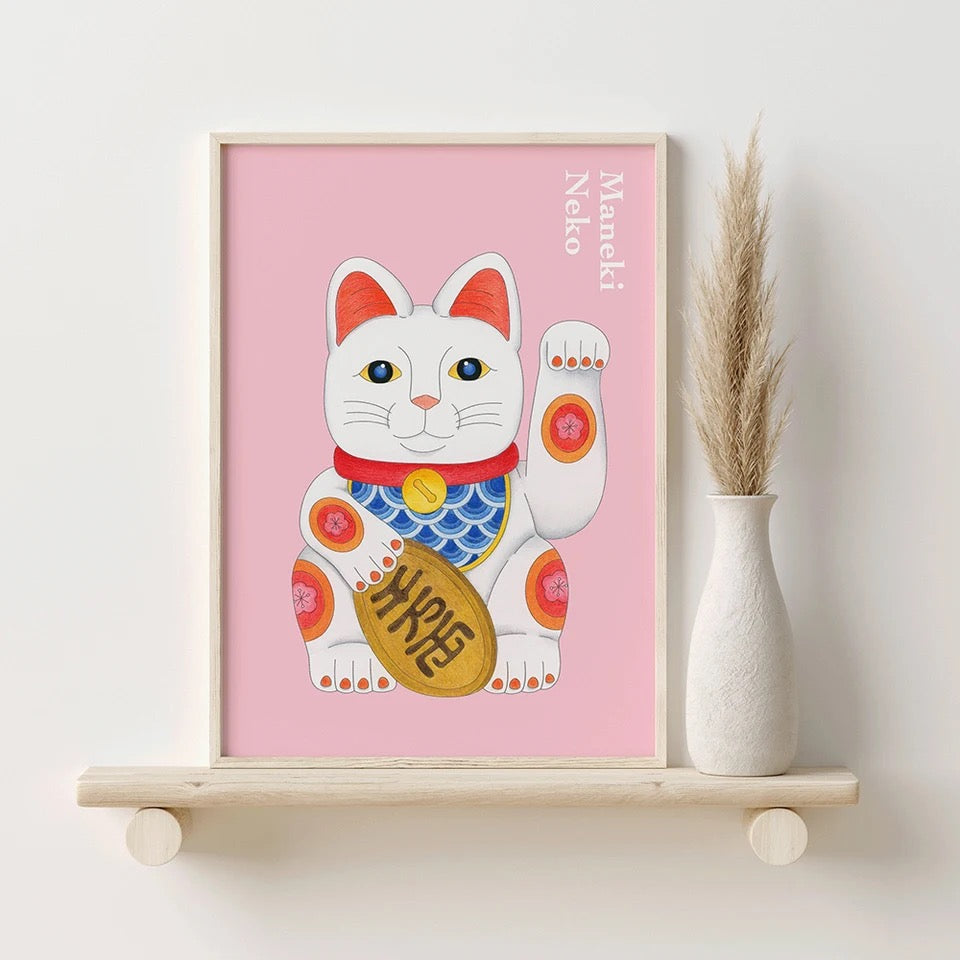 Artprint Chat Chanceux Blanc - le Chat Chanceux