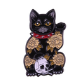 Pin's Chat Chanceux Noir Crâne