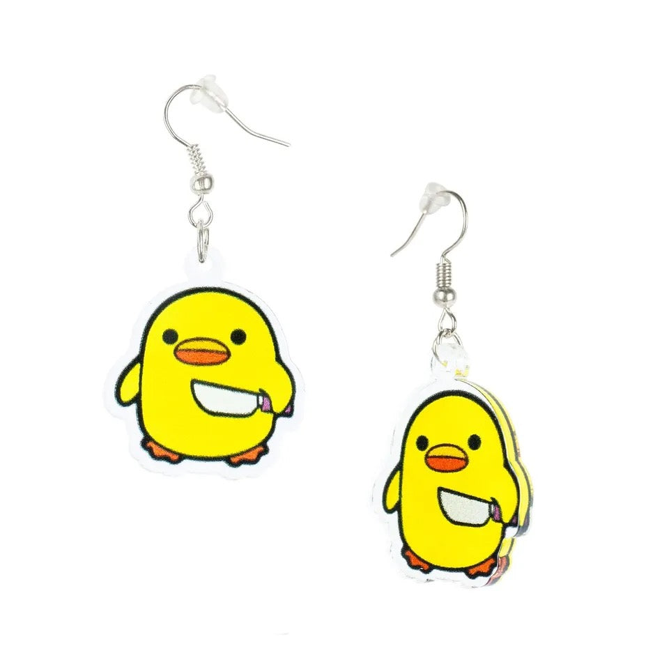 Boucles d’oreille Canard avec un Couteau Canard de Bain CoinCaillerie