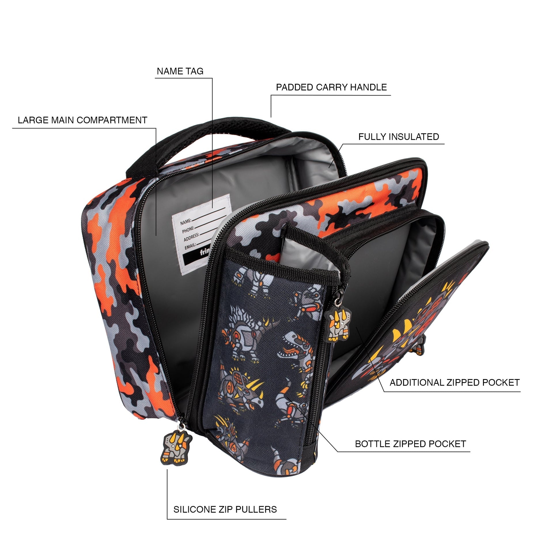 Sac repas carré – dinosaure Robot