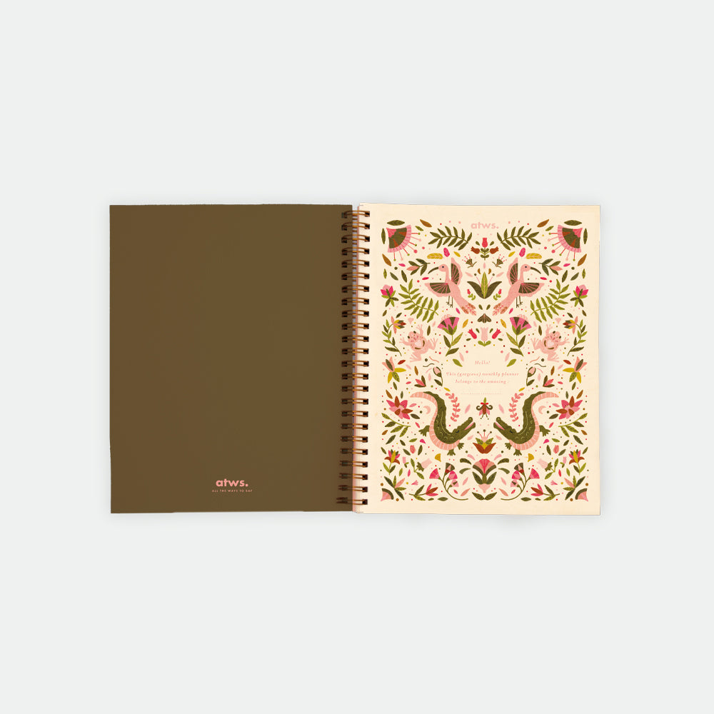 Pink Croco - Monthly Planner Spirals