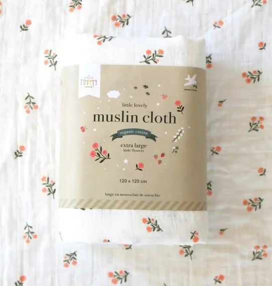 Lange XL en coton bio - Petites Fleurs – vue 6 – A Little Lovely Company