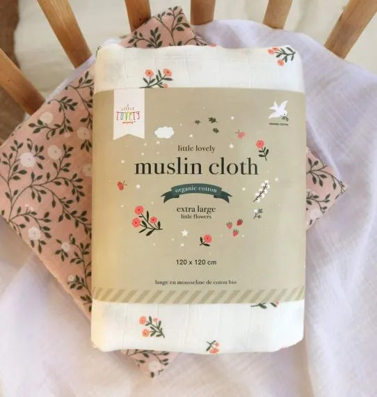 Lange XL en coton bio - Petites Fleurs – vue 7 – A Little Lovely Company