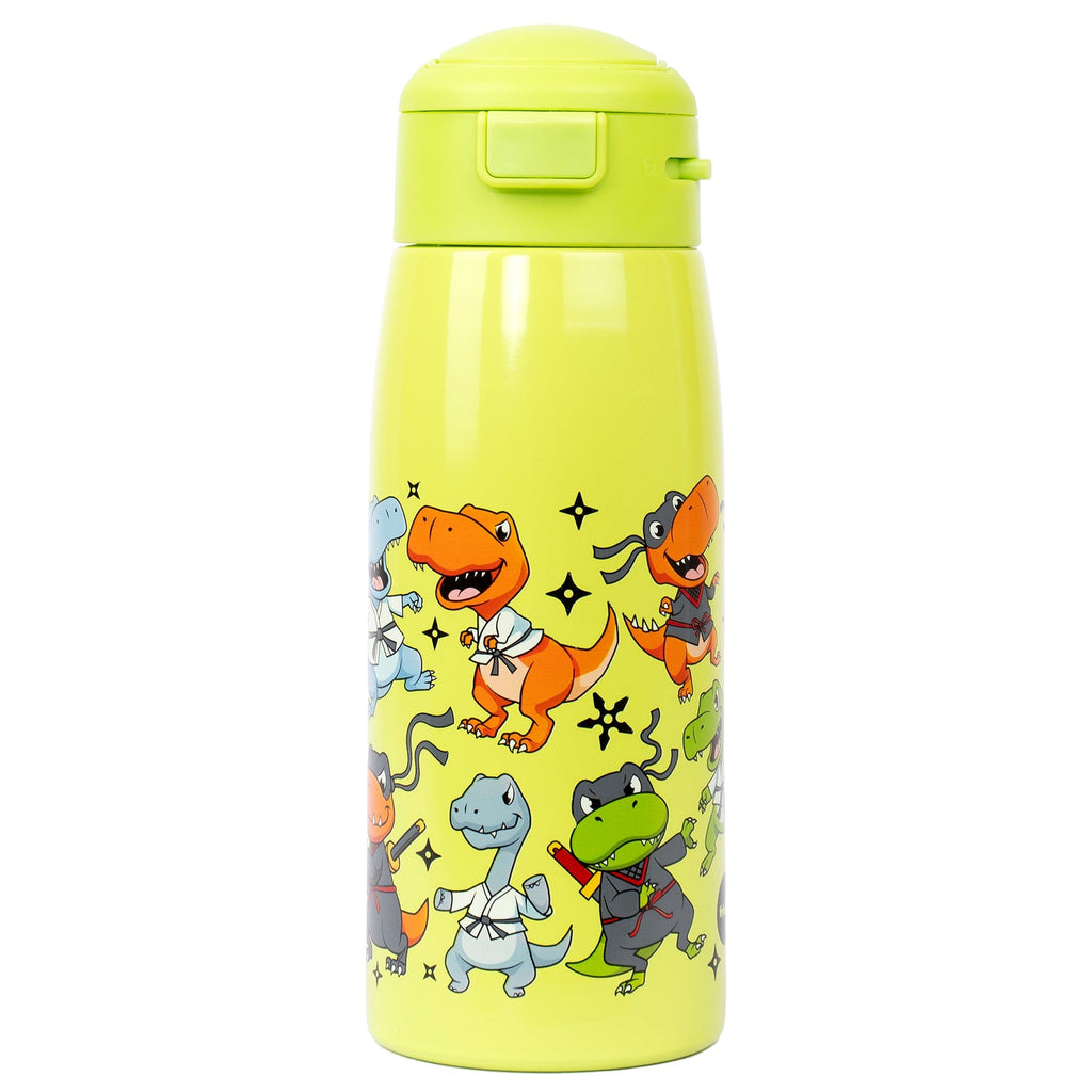 Gourde en acier inoxydable avec paille – acier inoxydable Bottle 350ml – Dino Ninja