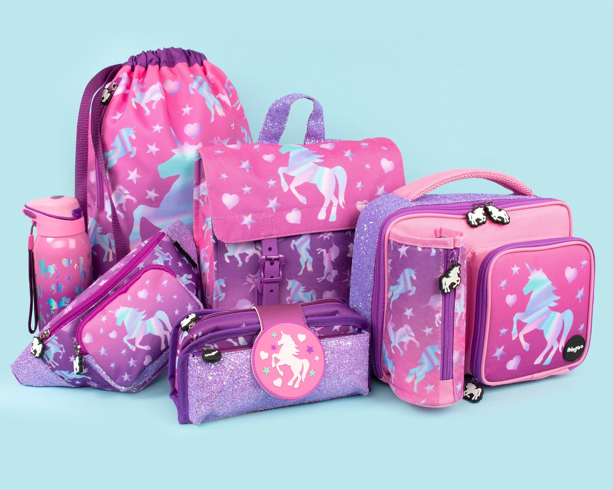 Trousse scolaire avec patch en silicone – licorne Ombre